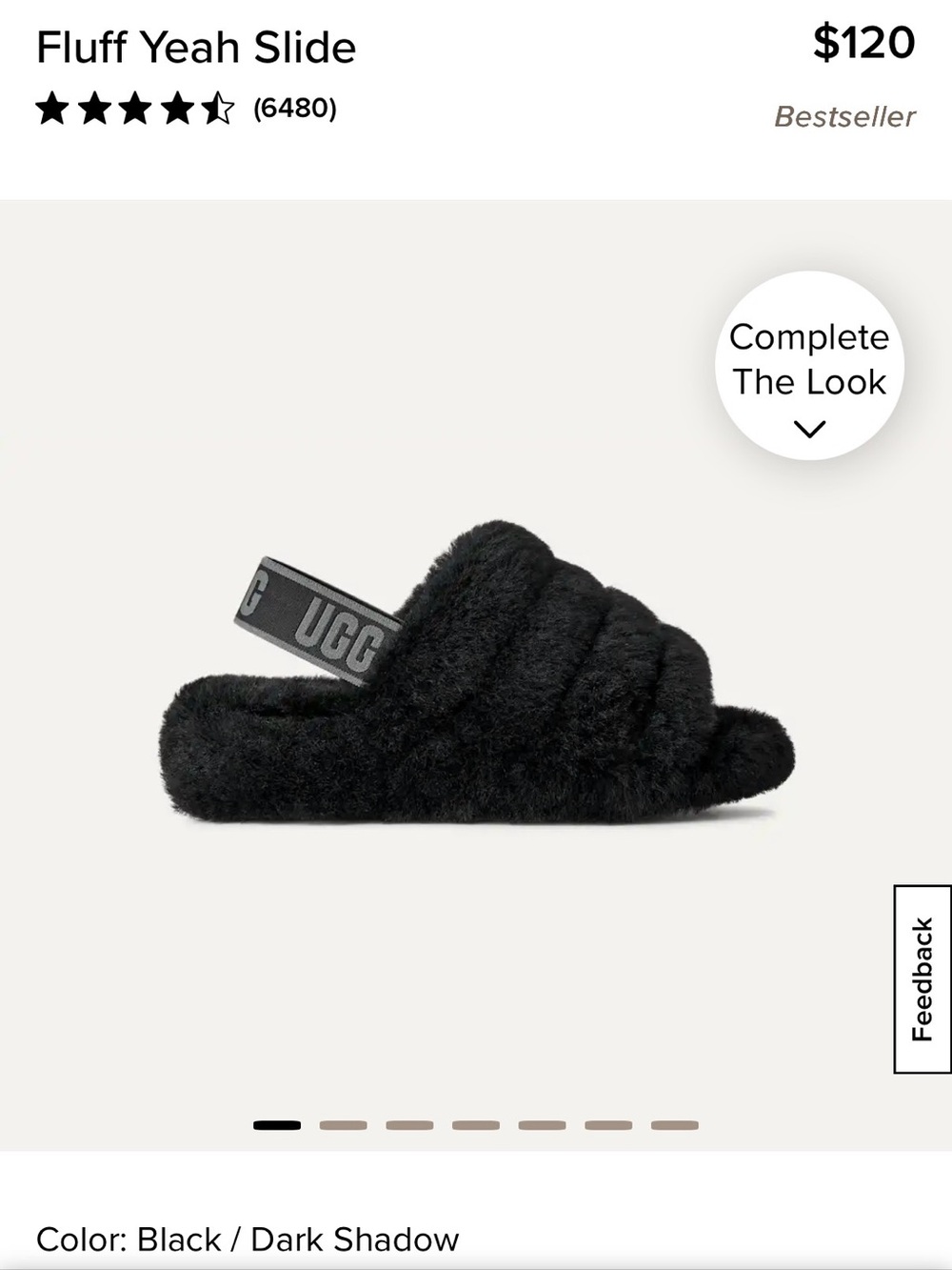 UGG Black Fluff Yeah Slide with Logo Heel Strap